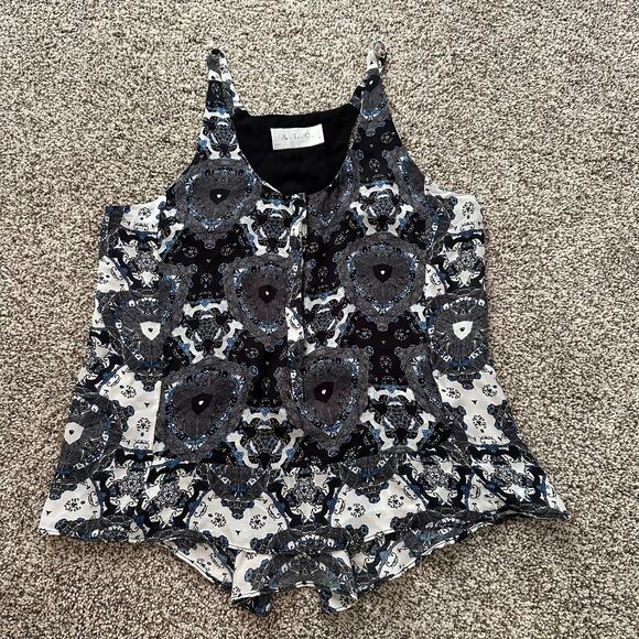 A.L.C. black, white & blue silk button front tank top size S - Picture 6 of 12